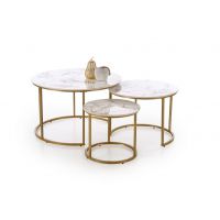HALMAR - GILDA Ława | zestaw | Spiek- biały marmur/złoty