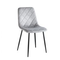 FURNITEX - K6-FX(B) Krzesło | Velvet | Szare | Nogi czarne | DOSTĘPNE OD RĘKI