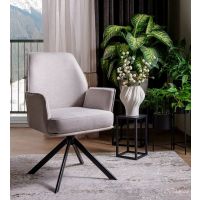 SIGNAL - HUGO BREGO Krzesło | Obrót siedziska | Tkanina Brego Jasny beż 22 | Stelaż Czarny mat