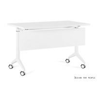 UNIQUE MEBLE - YUMI S Biurko Uchylne | Panel Maskujący | Stelaż Biały | Blat i Panel Biały