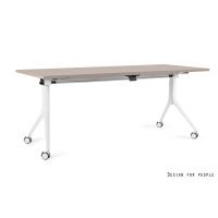 UNIQUE MEBLE - CARL Biurko Uchylne | Stelaż Biały | Blat Beżowy