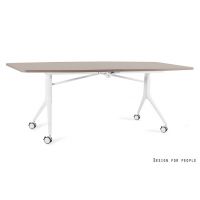 UNIQUE MEBLE - CARL TABLE Stół Konferencyjny Składany | Stelaż Biały | Blat Beżowy | 2 Blaty 120x100 cm