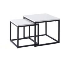 FURNITEX - ZY-07 Ława | Zestaw stolików | Biały | Nogi czarne
