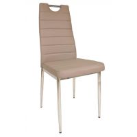 FURNITEX - DC2-001-B Krzesło | Ekoskóra | Cappucino | Nogi chrom | DOSTĘPNE OD RĘKI
