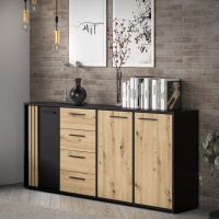 Forte - CARDIGAN Komoda CDGK241-M624 | Czarny/ Dąb Artisan