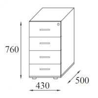 AMS Meble Biurowe - Kontener Biurowy K3 A/B | 43x50x76h cm