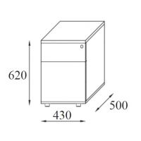AMS Meble Biurowe - Kontener Biurowy KBU1 | 43x50x62h cm | Bezuchwytowe
