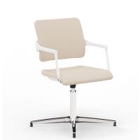 NOWY STYL - 2ME Krzesło konferencyjne obrotowe W ST53-POL ARM CR | Wersja biała W | Podłokietniki