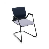 NOWY STYL - YOUTEAM Krzesło konferencyjne FRAME CHAIR CF MESH BLACK GREY | Siatkowe Oparcie i Tapicerowane Siedzisko | na płozie | Wersja czarno-szara SG | Podłokietniki