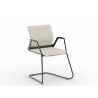 NOWY STYL - YOUTEAM Krzesło konferencyjne FRAME CHAIR CF UPH STB BLACK GREY | Tapicerowane Oparcie i Siedzisko | na płozie | Wersja czarno-szara SG | Podłokietniki | Sztaplowanie