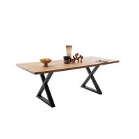 MC AKCENT - DEBA Stół drewniany 200x100 | Obrzeże ciosane | Stelaż krzyżak | DE20UXBW | DETGXSXL