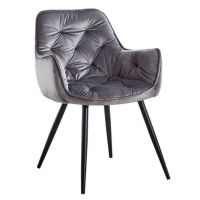 FURNITEX - HF-058 Krzesło | Velvet | Szare | Nogi czarne