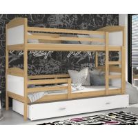 AJK meble - MATEUSZ Łóżko piętrowe 2-osobowe z szufladą 200x90cm oraz z materacami DOSTĘPNE OD RĘKI