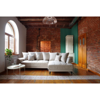 Morel Meble - FLAM HR Narożnik 290 z funkcją spaniai pojemnikiem i otomaną z oparciem