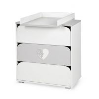 KLUPŚ - NEL SERCE (biały-popiel) Komoda z przewijakiem