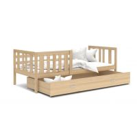 AJK meble - NEMO P Łóżko parterowe 1-osobowe z szufladą 160x80cm | Sosna