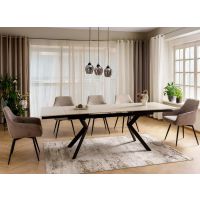 SIGNAL - NORTON Stół rozkładany 160-240x90 | BEŻ TRAVERTINE | CZARNY