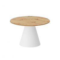 HUBERTUS - PINETO MINI LAMI Ława 80 | Blat Dąb Artisan | Noga Biały połysk