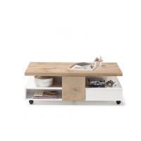 MC AKCENT - RENNES Stolik 120x60x40 MDF lakier biały mat / folia dąb