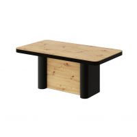 HUBERTUS - PORTOFINO LAMI Stół 160-412x100 | Blat Dąb Artisan | Nogi Czarny połysk | Dąb Artisan