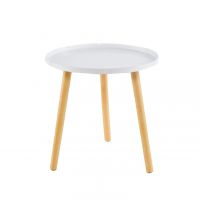 FURNITEX - HG02 Stolik | Biały | Nogi buk | DOSTĘPNY OD RĘKI