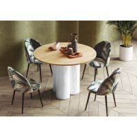 HUBERTUS - RAVEO Stół | Dąb słoneczny | Biały połysk