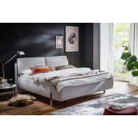 MC AKCENT - SABETTA Łóżko 140x200 | Tkanina jasnoszara 80 | Nogi chrom | SAB14001