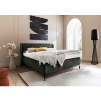 MC AKCENT - SARNIA Łóżko z pojemnikiem 160x200 | Tkanina ciemnozielona 11 | SAR16063