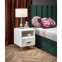 HALMAR - SILVIA Szafka nocna | biało-złota | z PL