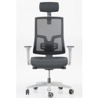 BGROUP - SKILL Fotel Obrotowy SKNW | Obciążenie do 150 kg | Oparcie Siatkowe | Biały | Zgodny z Rozporządzeniem z 2023 roku