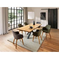 MC AKCENT - DEBA Stół drewniany 180x100 | Obrzeże ciosane | Stelaż pająk | DE18SPBW | DETGSSXL