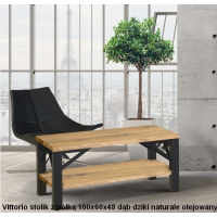 ORTUS - VITTORIO Dąb Stolik z półką | Lite drewno | Grubość blatu 3 cm