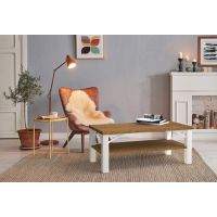 ORTUS - VITTORIO Jesion Stolik z półką | Blat obłogowany | Grubość blatu 3 cm