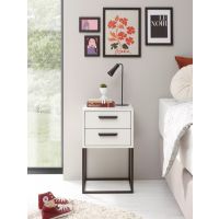 MC AKCENT - SUNA Szafka nocna | 2 szuflady | Biały mat | Czarny mat | 38-746-17