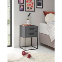 MC AKCENT - SUNA Szafka nocna | 2 szuflady | Grafit mat | Czarny mat | 38-746-29