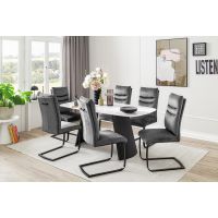 MC AKCENT - TOBELO Stół 180x90x76 | Marmur biały | Stelaż czarny | TB18SMWM