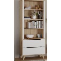 Forte - VANKKA VNKR713-L25 Regał 85 cm z szufladami | Deska Dębowa/Biały