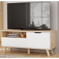 Forte - VANKKA VNKT121R-L25 Szafka Rtv 125 | Deska Dębowa / Biały