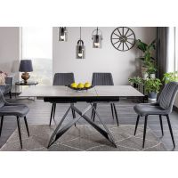 SIGNAL - WESTIN SC Stół 120-160x80 | Biały efekt marmuru | Czarny mat