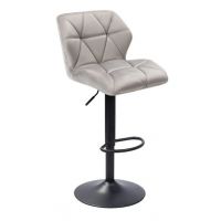 FURNITEX - N-62P Hoker | Velvet | Szary | Stelaż czarny | Regulowana wysokość