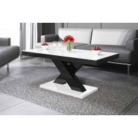 HUBERTUS - XENON MINI Ława | Blat Biały połysk | Nogi Czarne