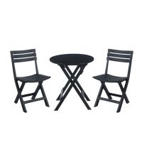 FURNITEX - ZS1-FX Zestaw składany | stół + 2 krzesła | czarny